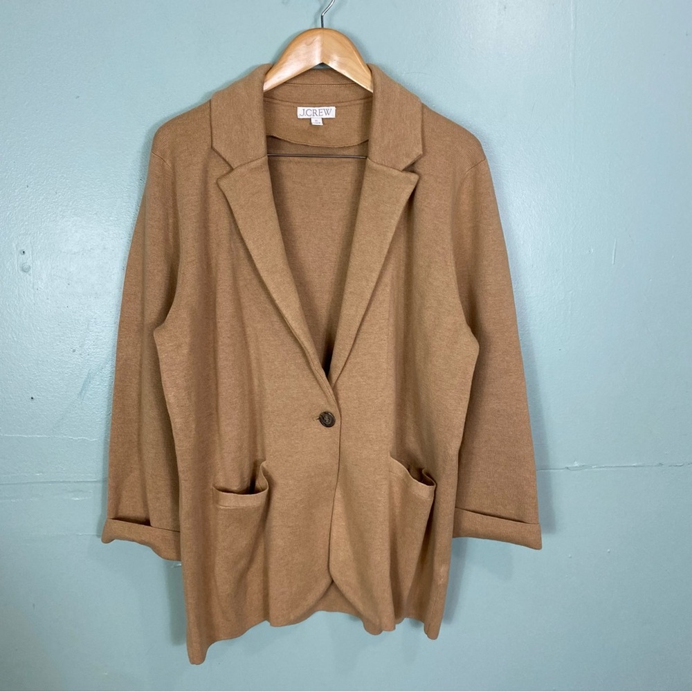 J Crew BF013 Tan Camel Color Cecile Relaxed Sweater Blazer XL